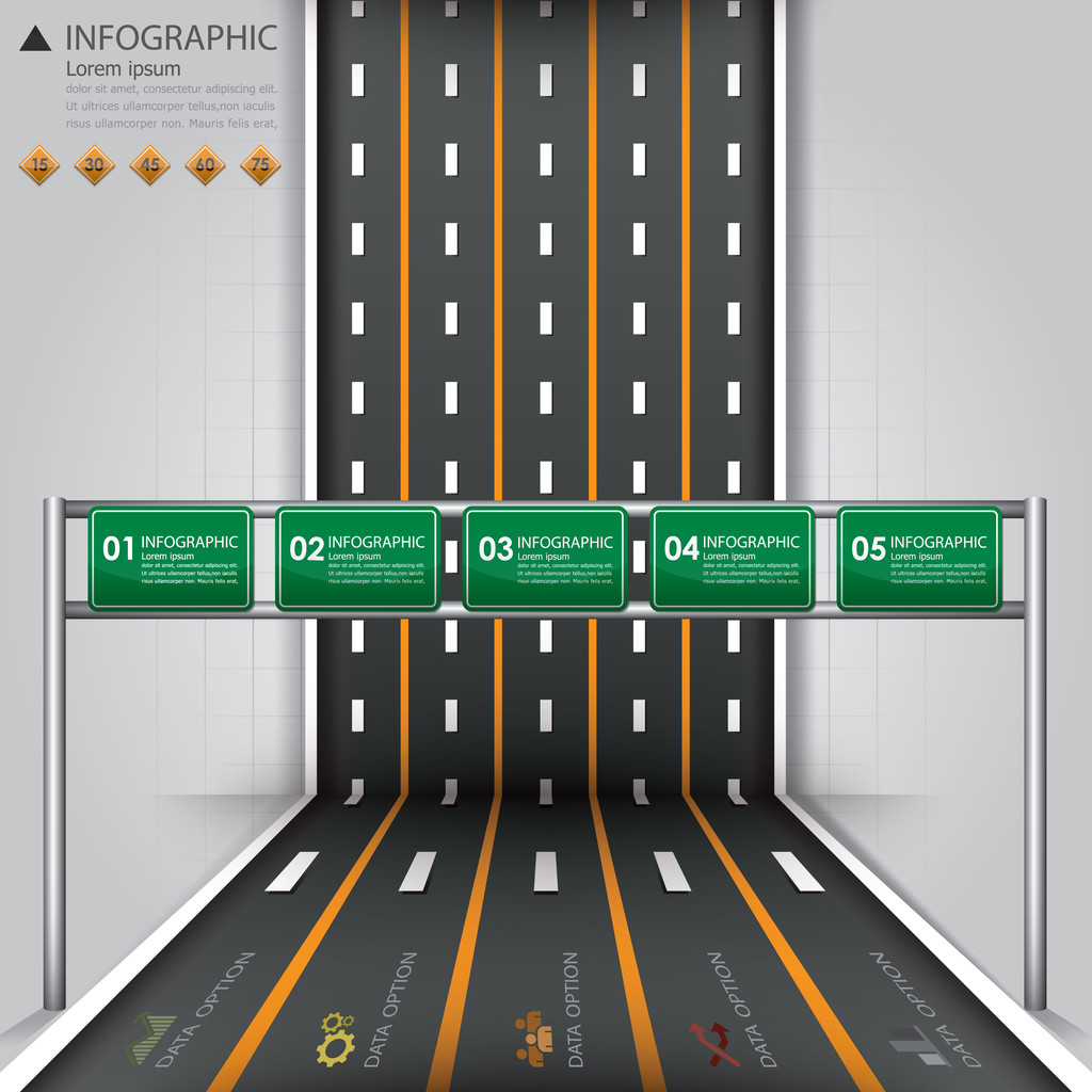 Modelo de Infográfico de Negócios de Estrada e Rua
 - Vetor, Imagem