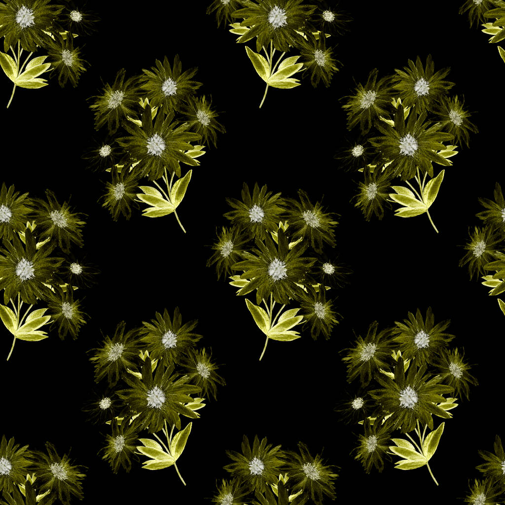 Bloemen naadloos patroon met mooie bloeiende kamille. Aquarelbloemenprint. Zomer wenskaart.  - Foto, afbeelding