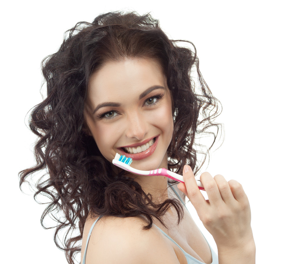 Femme avec brosse à dents - Photo, image
