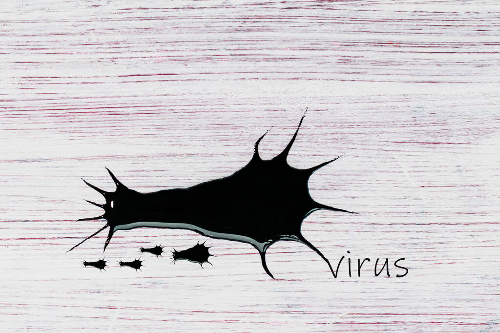 Вірус намальований чорною фарбою на декоративній поверхні
 - Фото, зображення