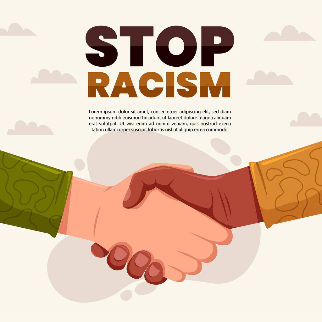Остановите икону расизма. Мотивационный плакат против расизма и дискриминации
. - Вектор,изображение