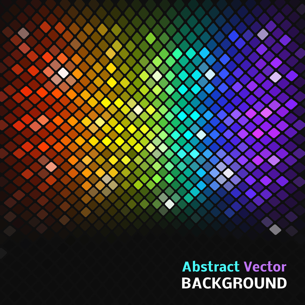 abstrakte Mosaik-Regenbogen leuchtende Quadrate. - Vektor, Bild