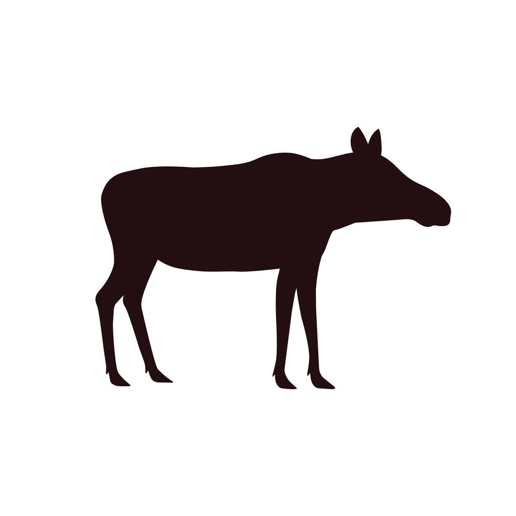 vrouwelijke eland zonder hoorns. vectorillustratie. zwart silhouet op een witte achtergrond. - Vector, afbeelding