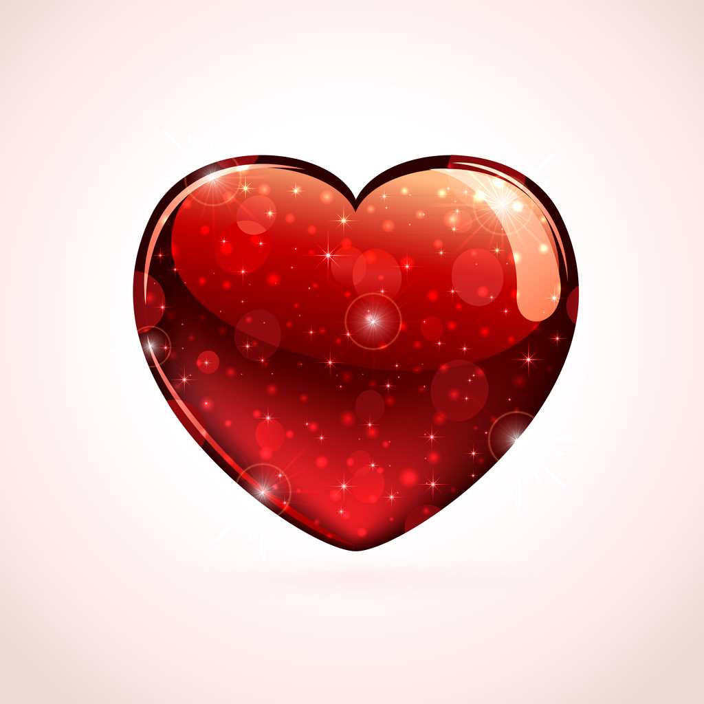 赤い光沢のあるバレンタイン ハート - ベクター画像