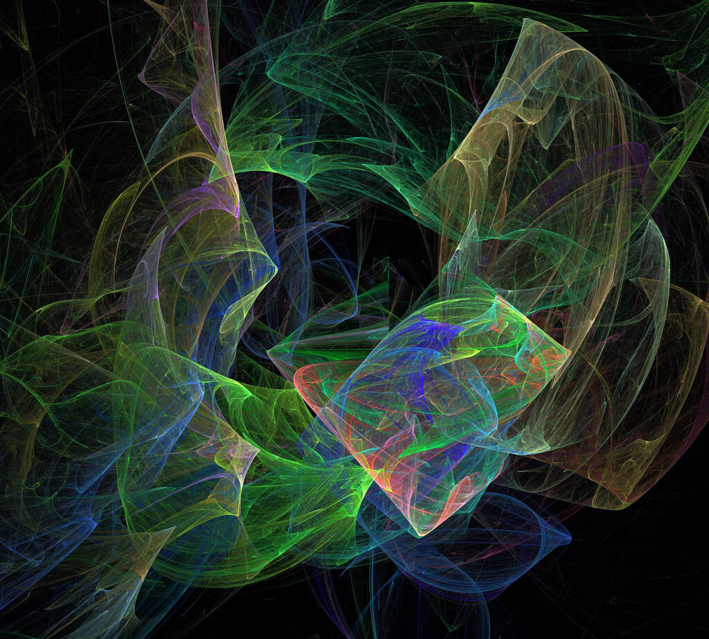 afbeelding van een digitale fractal op zwarte kleur - Foto, afbeelding