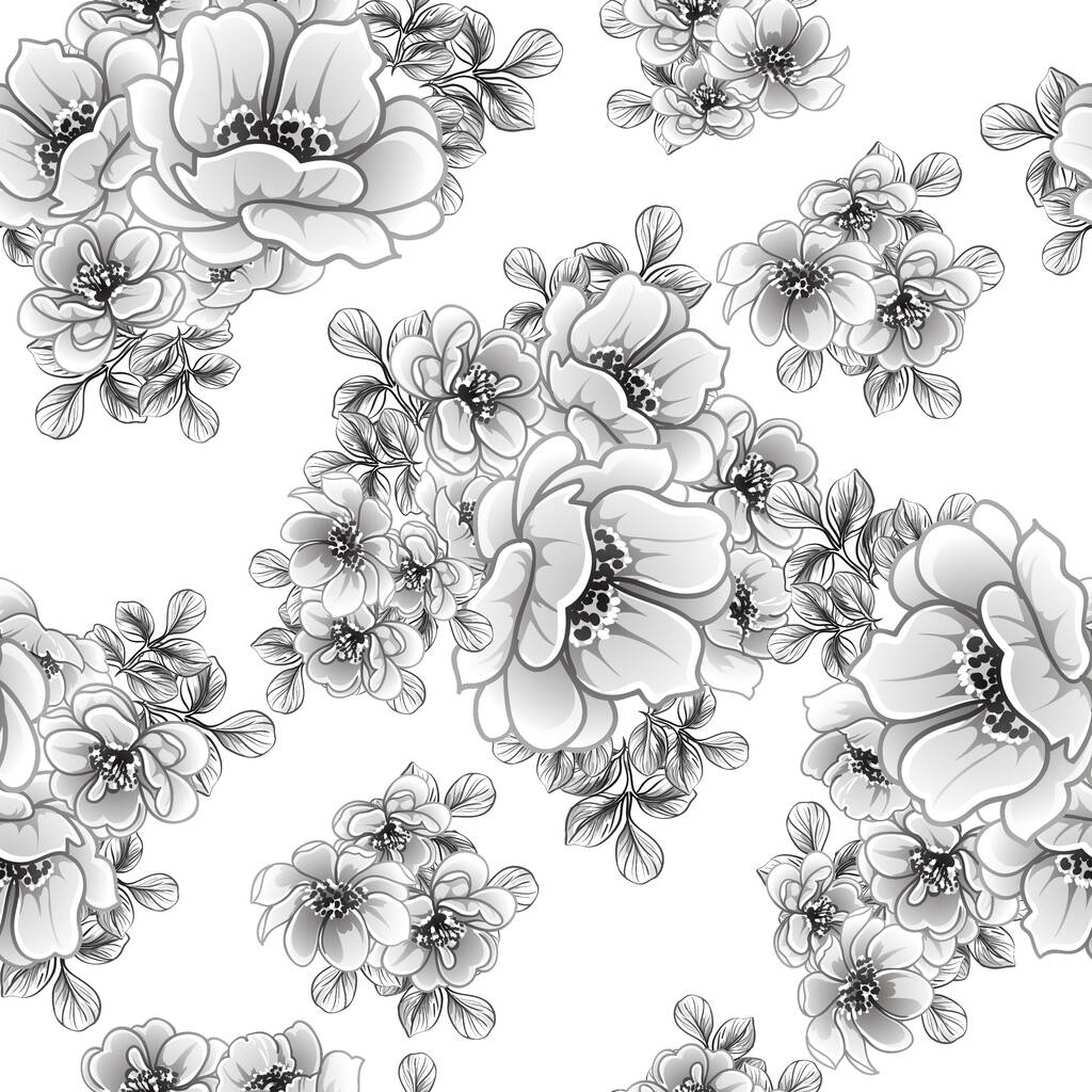 Saumaton yksivärinen vintage tyyli kukkia kuvio - Vektori, kuva