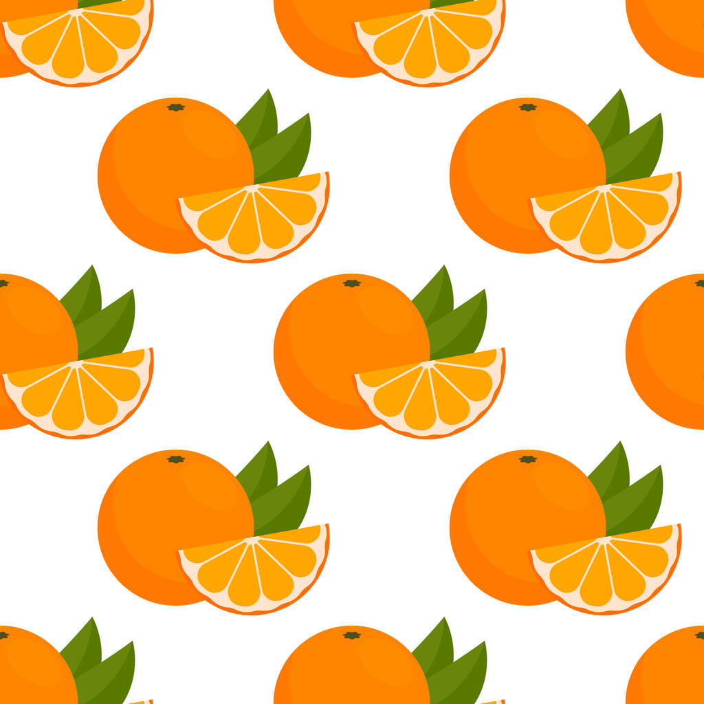 patrón sin costuras con naranjas o mandarinas sobre fondo blanco. textura del vector. antecedentes cítricos
. - Vector, imagen