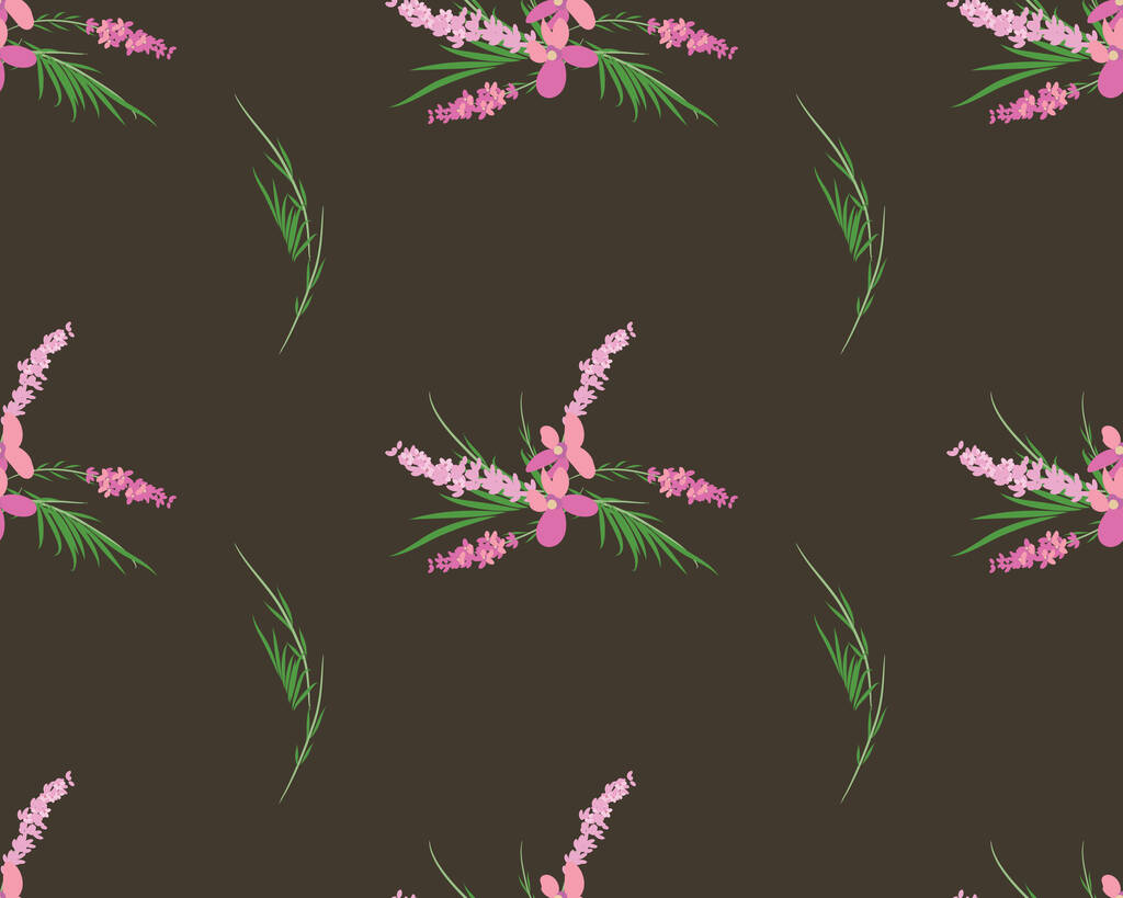 白い背景にラベンダーの花のシームレスなパターン - ベクター画像