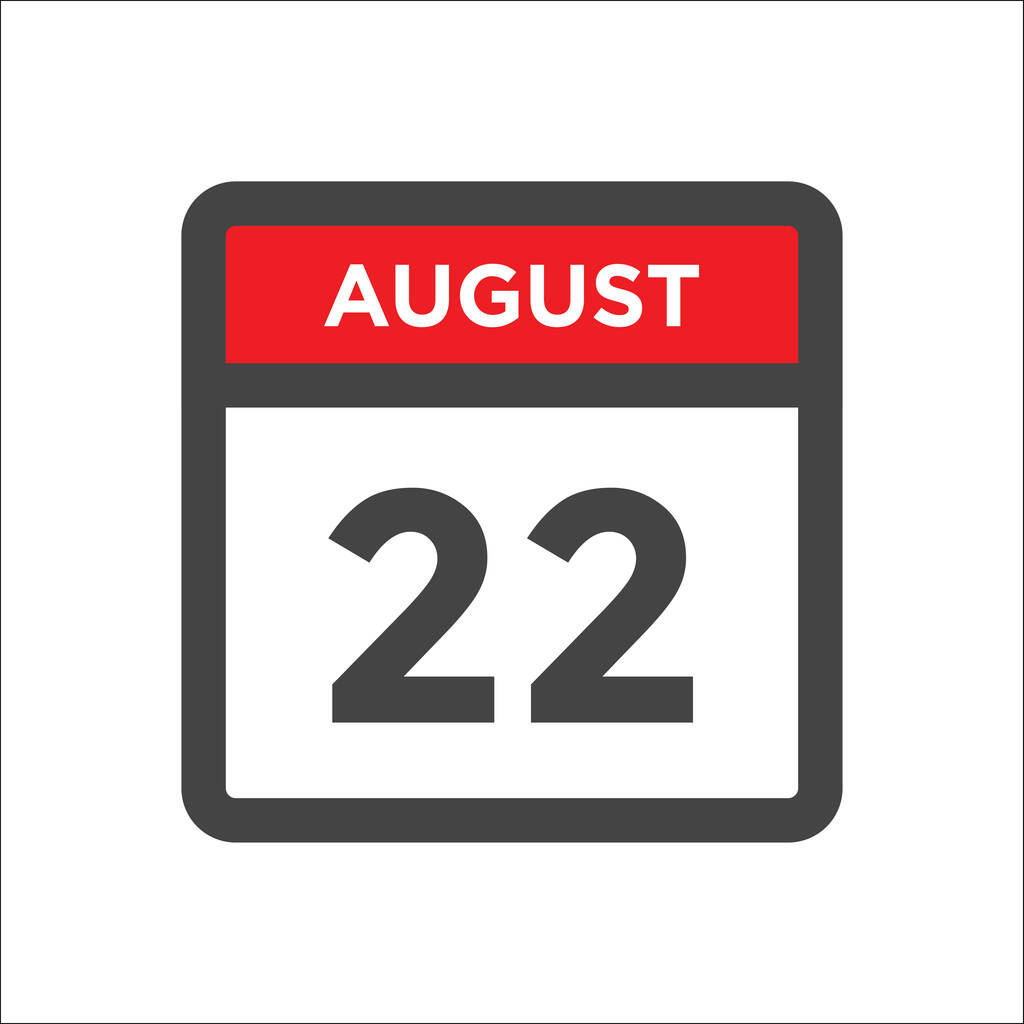August 22 calendar icon with day and month - Vector, Image