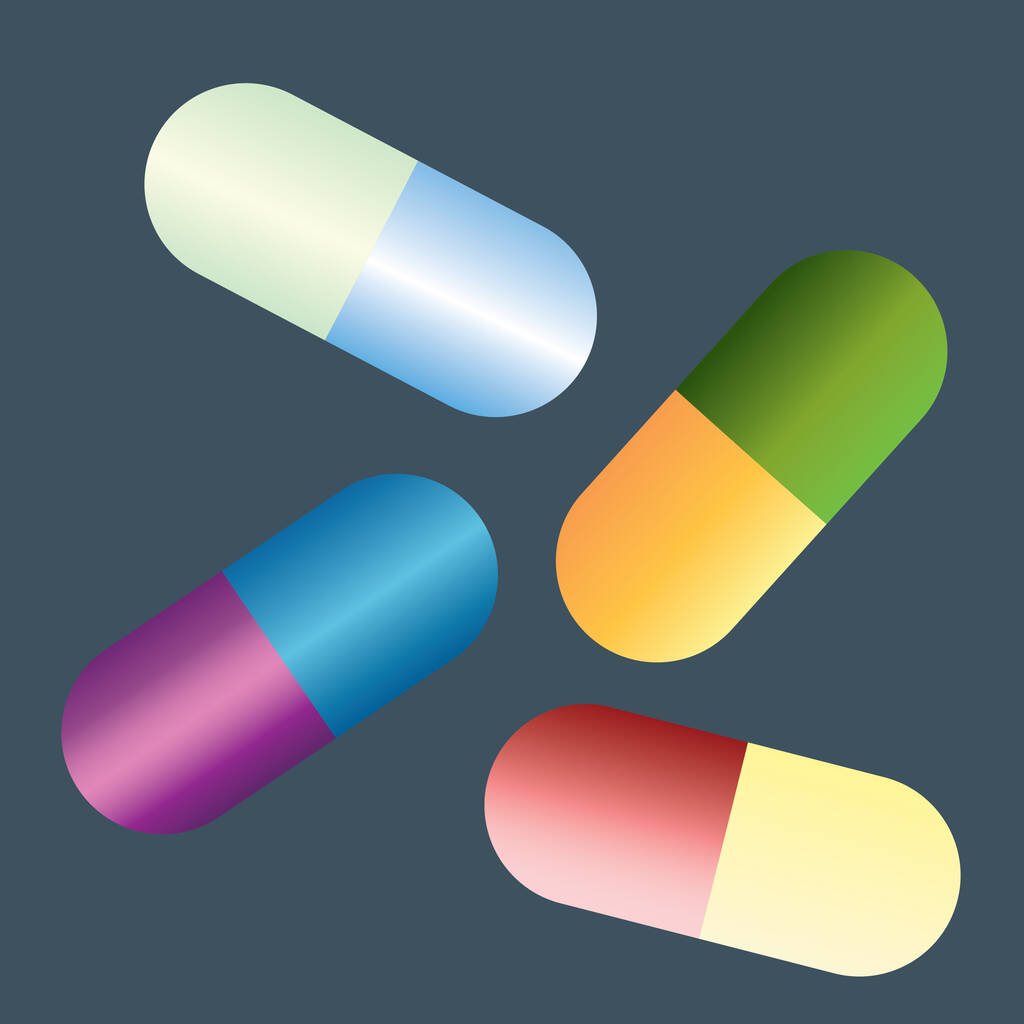 illustrazione vettoriale di un gruppo di pillole - Vettoriali, immagini