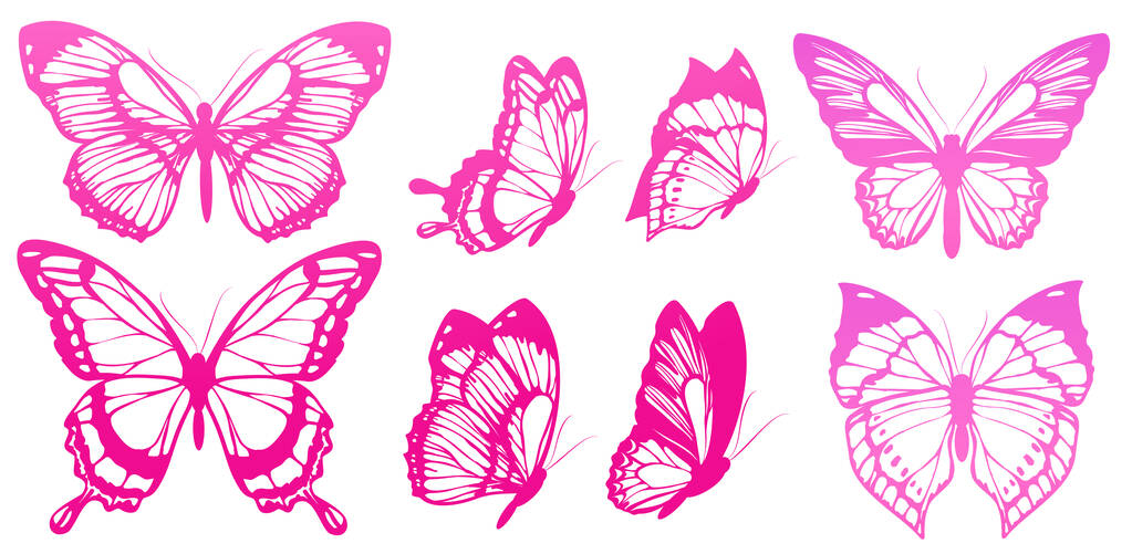 mariposas de colores brillantes volando aisladas sobre fondo blanco, concepto de primavera  - Foto, imagen