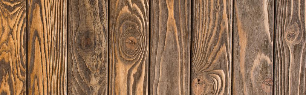 Bovenaanzicht van houten bruine textuur oppervlak, panoramisch schot - Foto, afbeelding