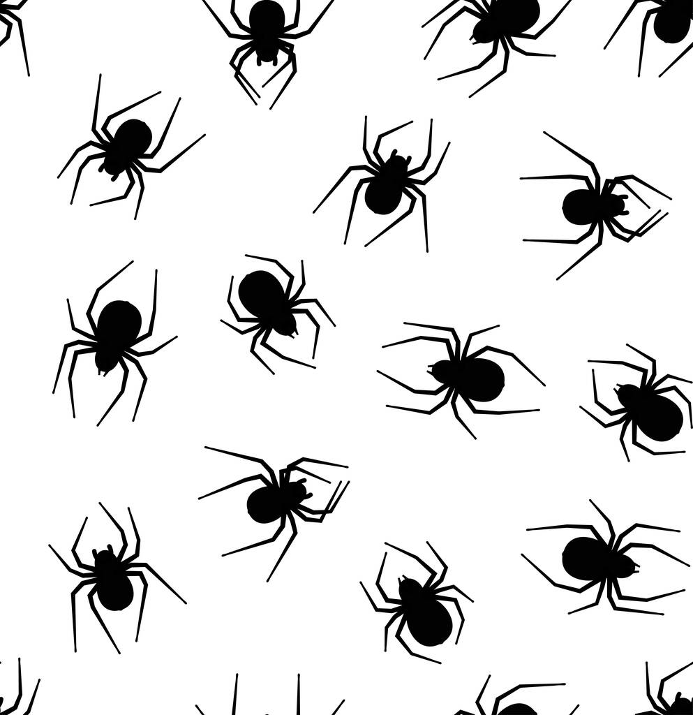 Saumaton kuvio mustilla hämähäkeillä valkoisella taustalla. Vektoriesimerkki. - Vektori, kuva