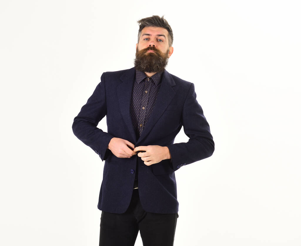 Strong bearded man in classic suit Gentlemens club. - Photo, Image