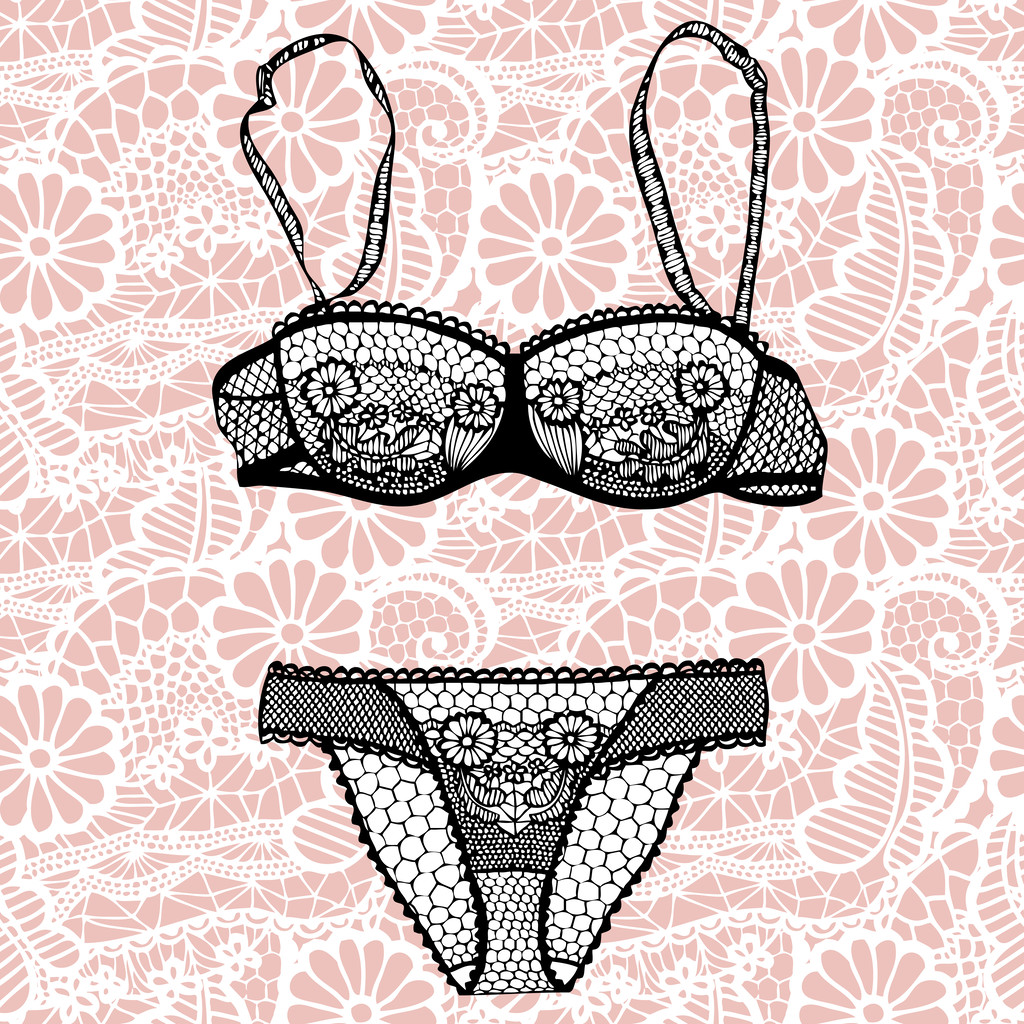 Hand drawn sexy lingerie set. - Vector, Image