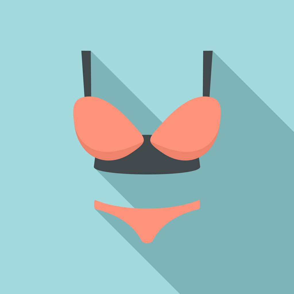 Icono de traje de baño femenino, estilo plano - Vector, Imagen