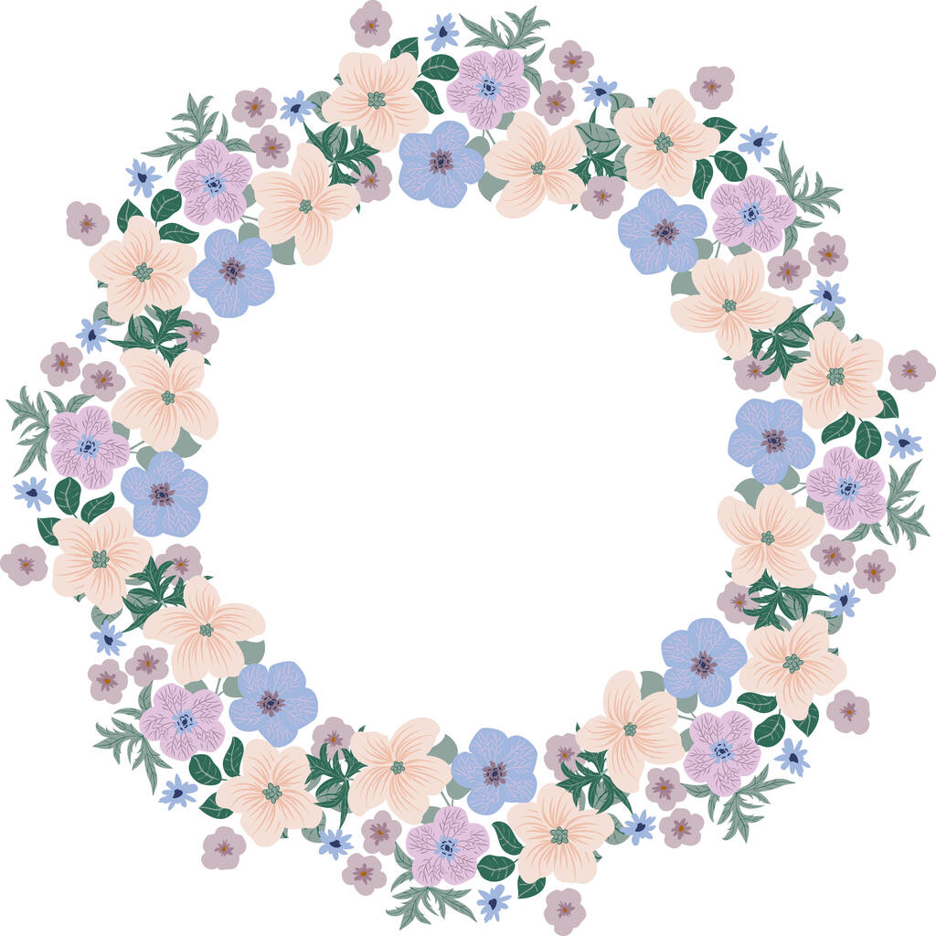 Patrón vintage en forma de círculo flores simples de buttercup. Fondo floral para boda romántica país, textil, cubiertas, fabricación, fondos de pantalla, impresión, envoltura de regalo - Vector, imagen