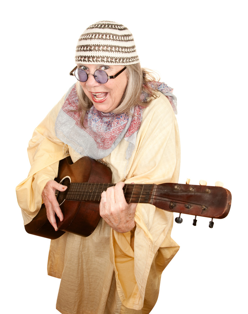 Mujer loca de Nueva Era con Guitarra
 - Foto, Imagen