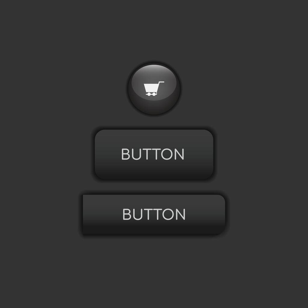 Botones web de diseño plano. Web y ui icono de botón de color de la aplicación para el sitio web moderno. Iconos vectoriales aislados sobre fondo oscuro - Vector, Imagen