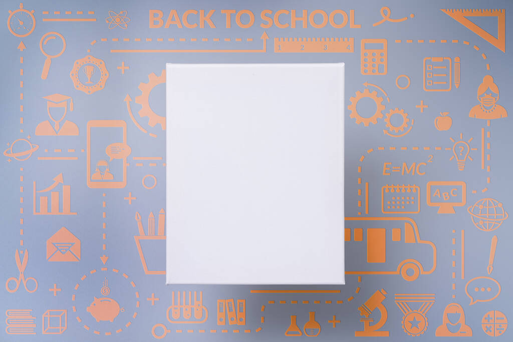 Tyhjä valkoinen kangas runko takaisin koulun kuvake infografinen suunnittelu - Valokuva, kuva