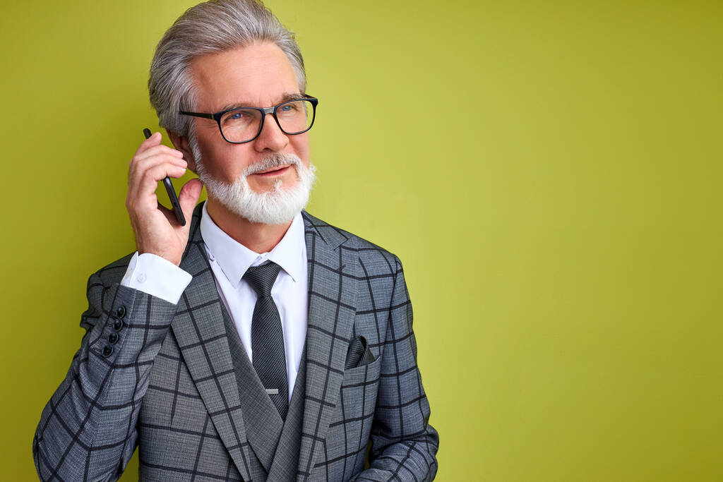 pleasant businessman talk on phone with business partner - Photo, Image