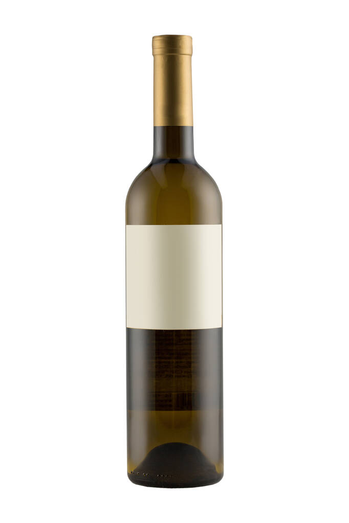 Макет бутылки вина с чистым этикеткой на белом фоне - Фото, изображение