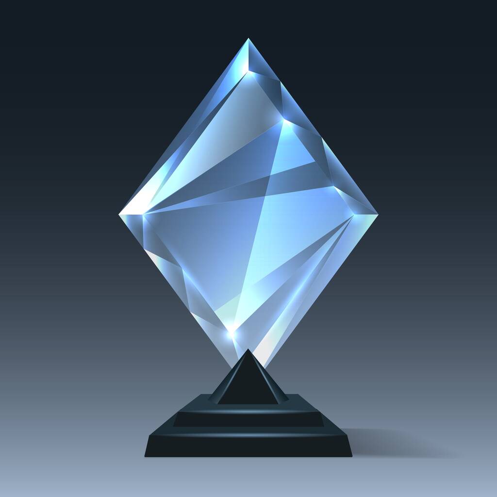 Realistic crystal trophy on transparent - Vector, Image