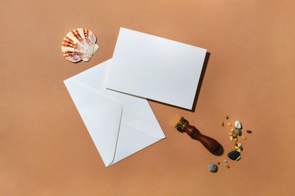 Порожня листівка та конверт, творча концепція тропічного морського декору. Літня сучасна кліпартія
 - Фото, зображення
