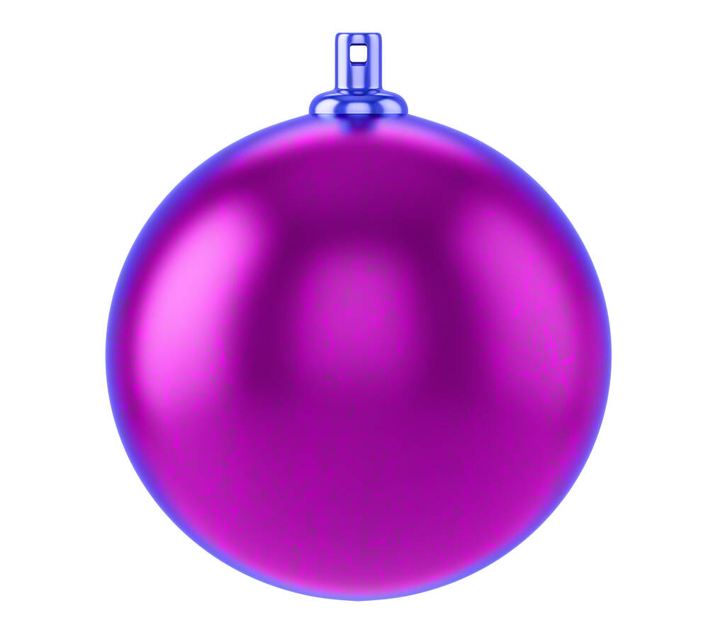 Viola testurizzato palla di Natale, Vetro albero di Natale giocattolo isolato su sfondo bianco, illustrazione 3d - Foto, immagini