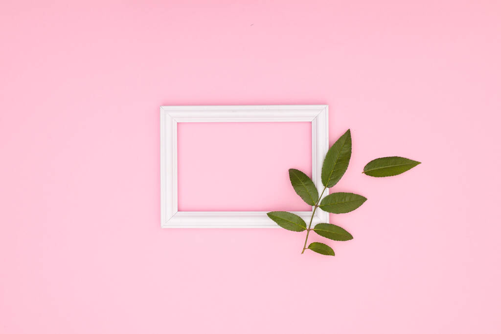 Moldura de foto decorativa no fundo rosa - Foto, Imagem