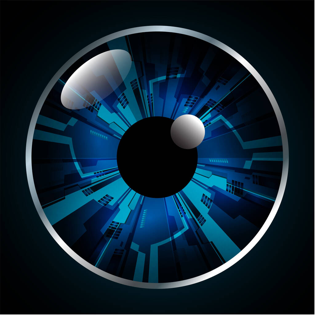 concepto cibernético de seguridad fondo con ojo, diseño abstracto de conexión a Internet digital de alta velocidad - Vector, Imagen