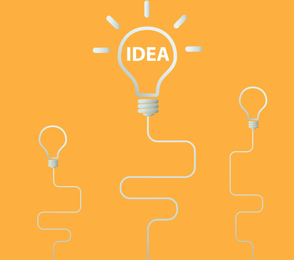 Creative brainstorm concept business and education idea design, vector illustration, text box, banner. light lamp bulb - Vector, Image