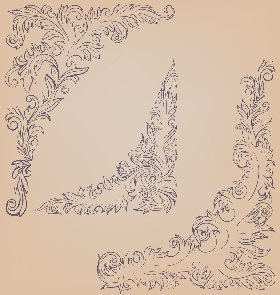 Elemento de canto ornamentado decorado roqueiro barroco
 - Vetor, Imagem