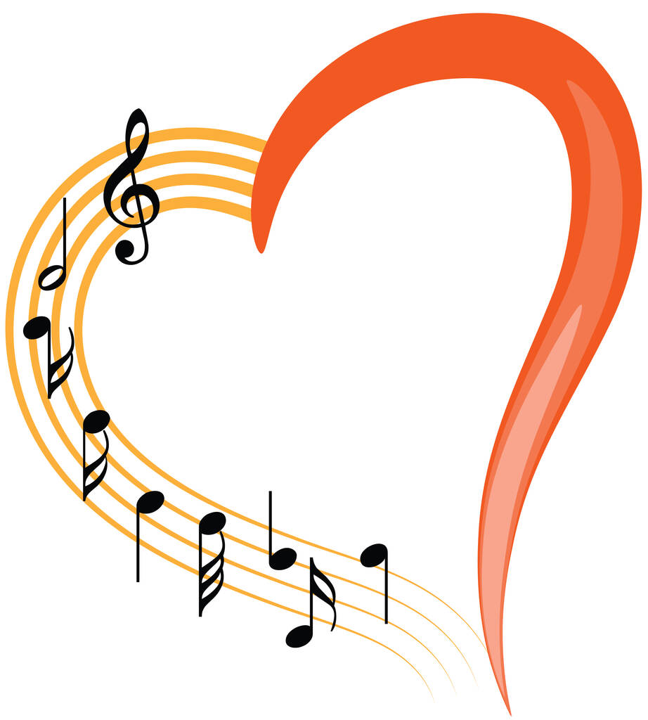 illustrazione vettoriale di note musicali e cuore   - Vettoriali, immagini