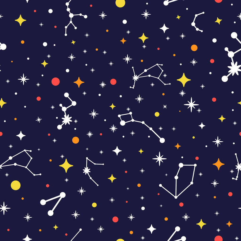 Galaxy naadloos patroon. Heldere ruimte achtergrond. Kleur constellatie textuur. Vector illustratie voor printkaart poster, brochure textiel. - Vector, afbeelding