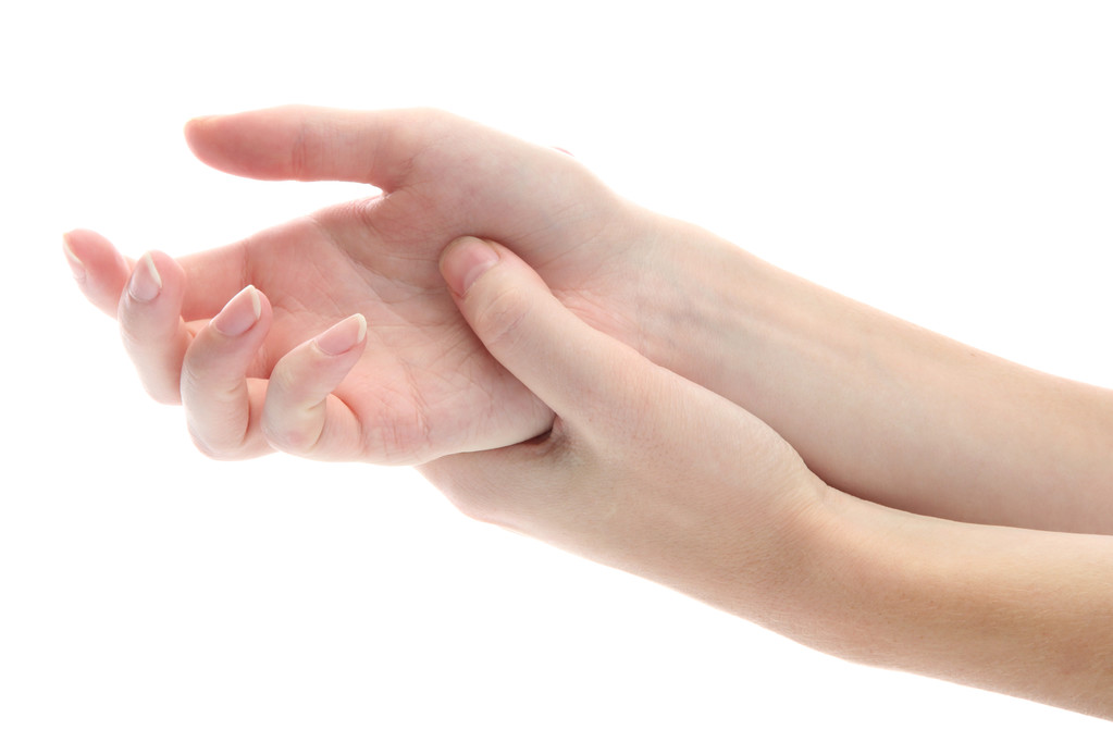 jedna ženská ruka masírovala, izolovaných na bílém - Fotografie, Obrázek