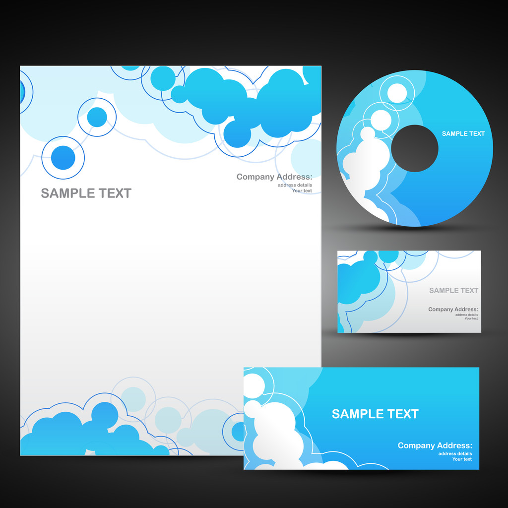 Vector set of business template in blue color - Vector, Image