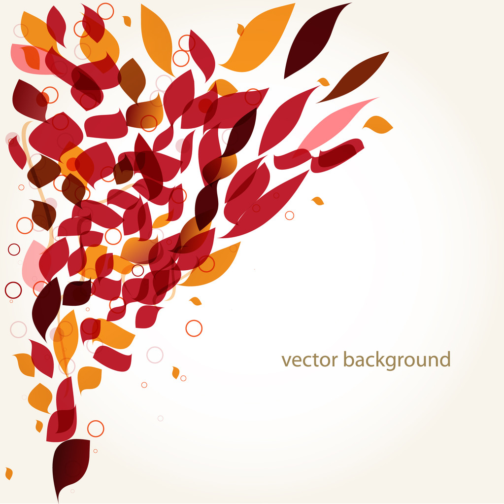 Fundo vetorial colorido com folhas e bolhas
 - Vetor, Imagem
