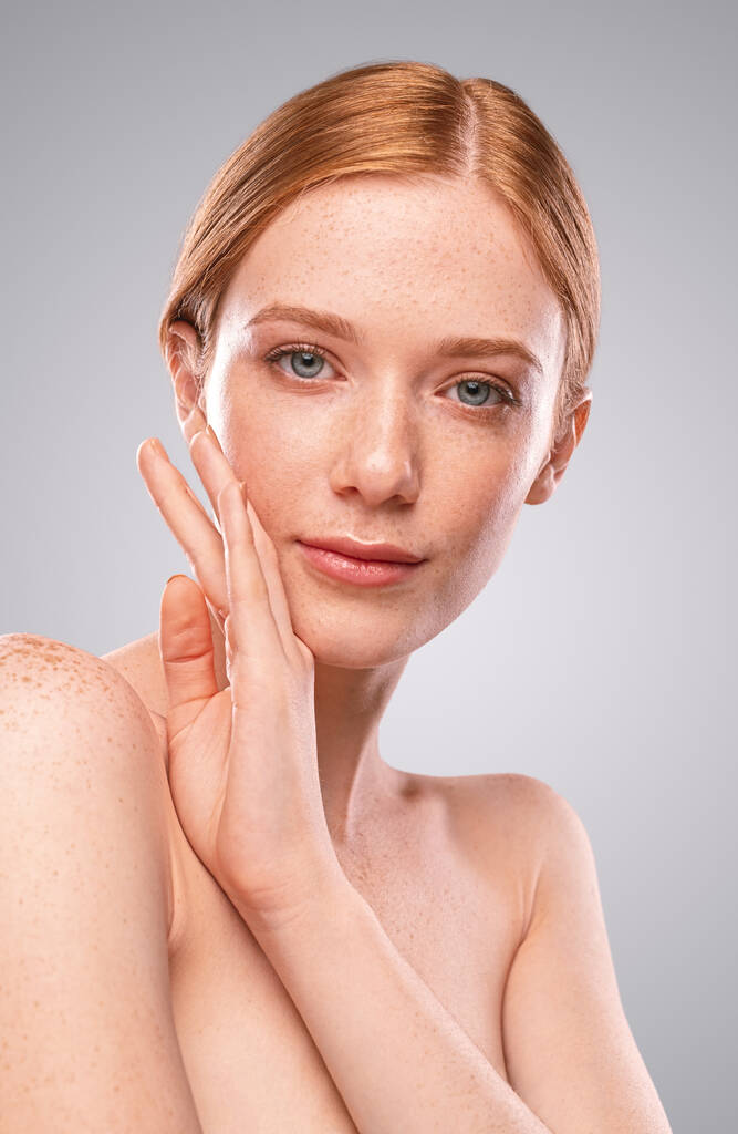 Pretty female touching clean skin - Photo, Image