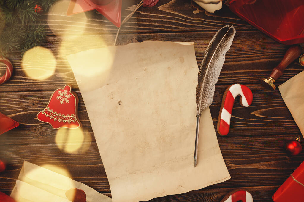 Escrevendo uma carta para Santa composiiton em estilo vintage - Foto, Imagem