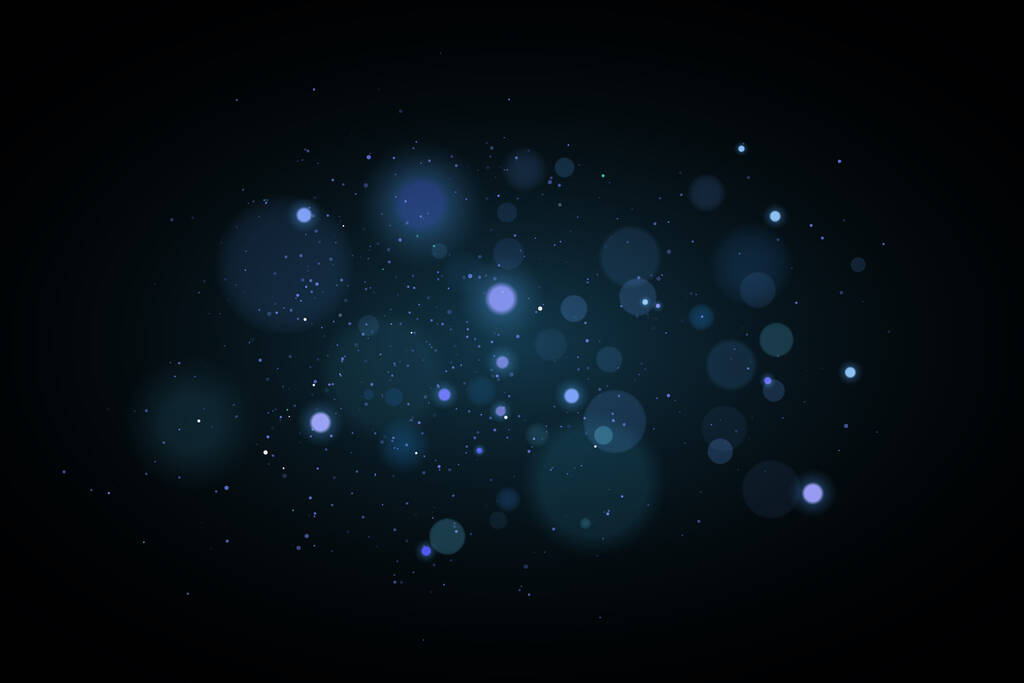 Lichter bokeh auf schwarzem Hintergrund. Leuchtet mit fliegenden glühenden Teilchen. Leugeffekt. Vektorillustration. EPS 10 - Vektor, Bild