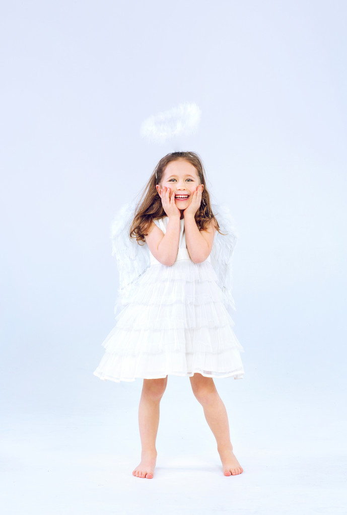 Angel child girl with white wings - Photo, Image