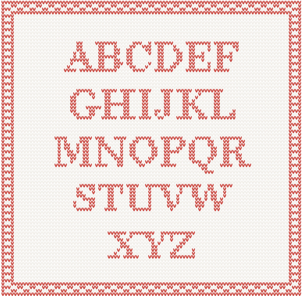 Χριστούγεννα γραμματοσειρά: πλεκτά αλφάβητο - Διάνυσμα, εικόνα