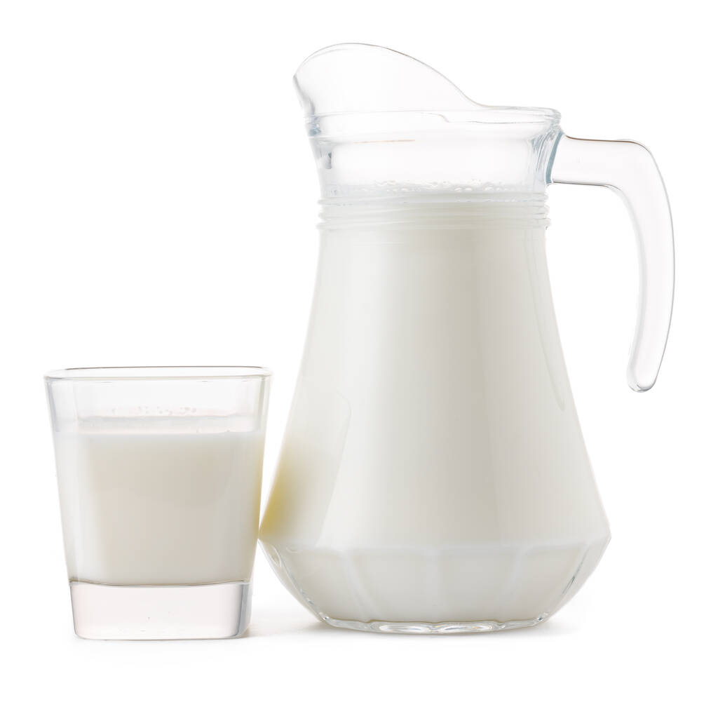 Glass jar and cup of fresh milk isolated - Photo, Image
