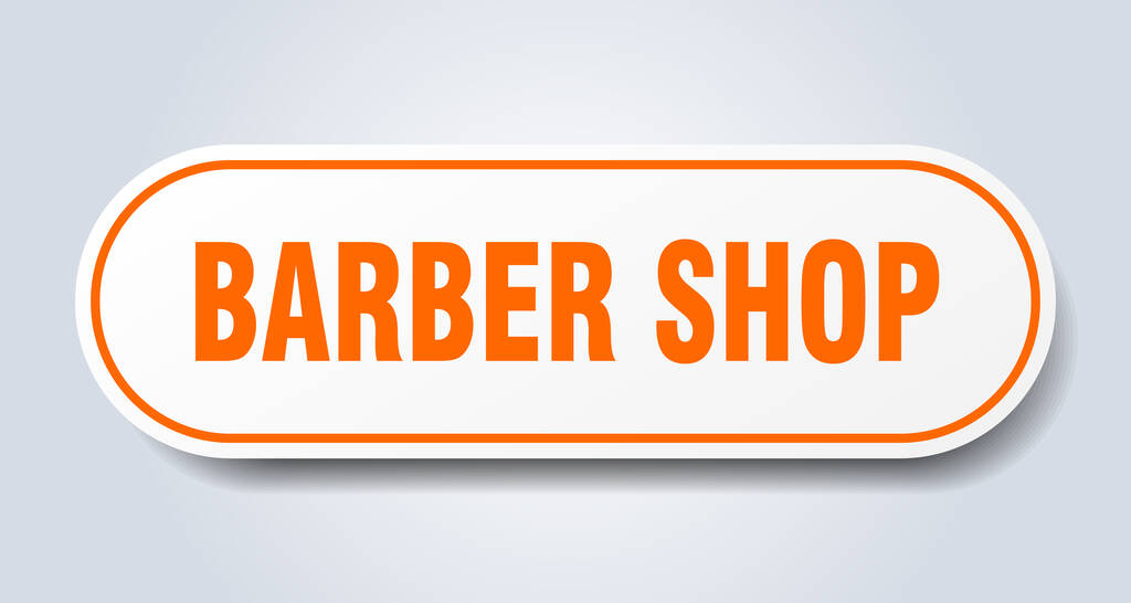 Barber Shop Teken. afgeronde geïsoleerde sticker. witte knop - Vector, afbeelding