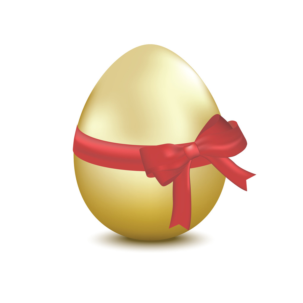 Larghezza uovo dorato fiocco rosso
 - Vettoriali, immagini