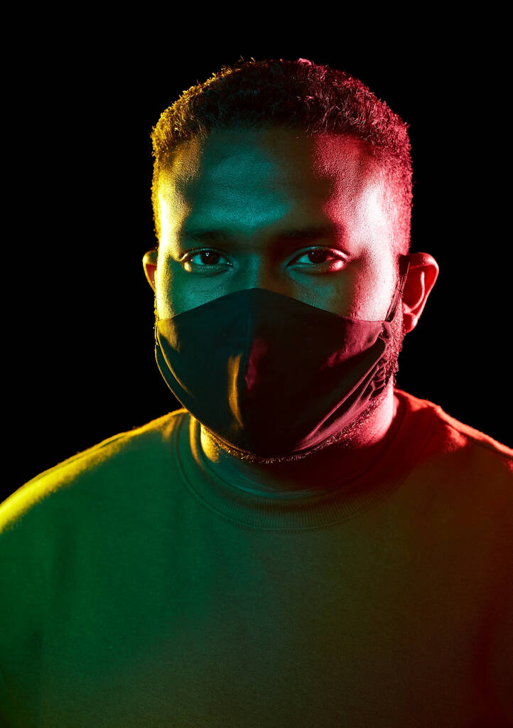african american man wearing black reusable mask - Photo, Image