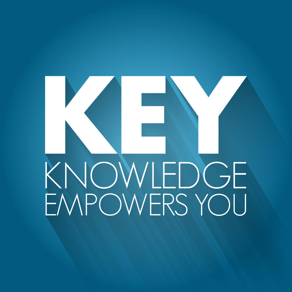 KEY - Knowledge Empowers You akronyymi, liiketoimintakonseptin tausta - Vektori, kuva