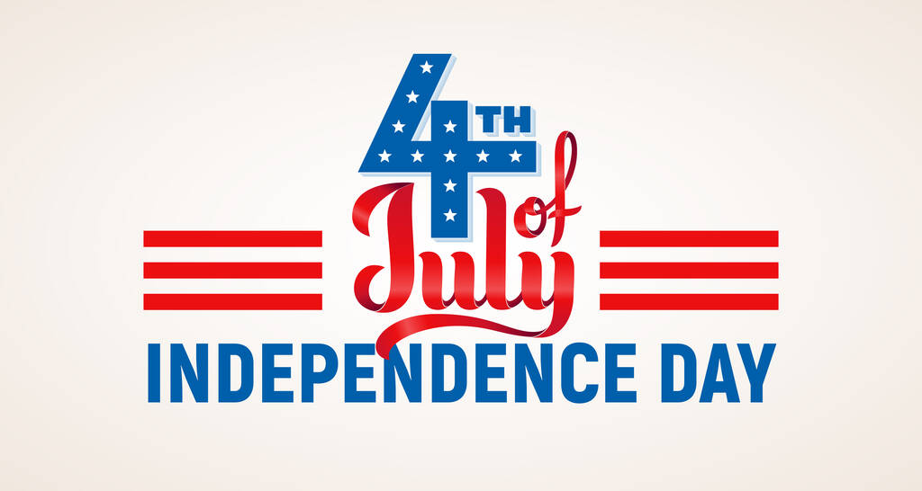 Il 4 luglio. Giorno di indipendenza degli Stati Uniti. Lettere vettoriali rosse e blu - Vettoriali, immagini