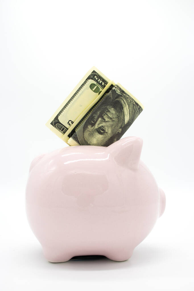 Różowa świnka i pieniądze - Zdjęcie, obraz